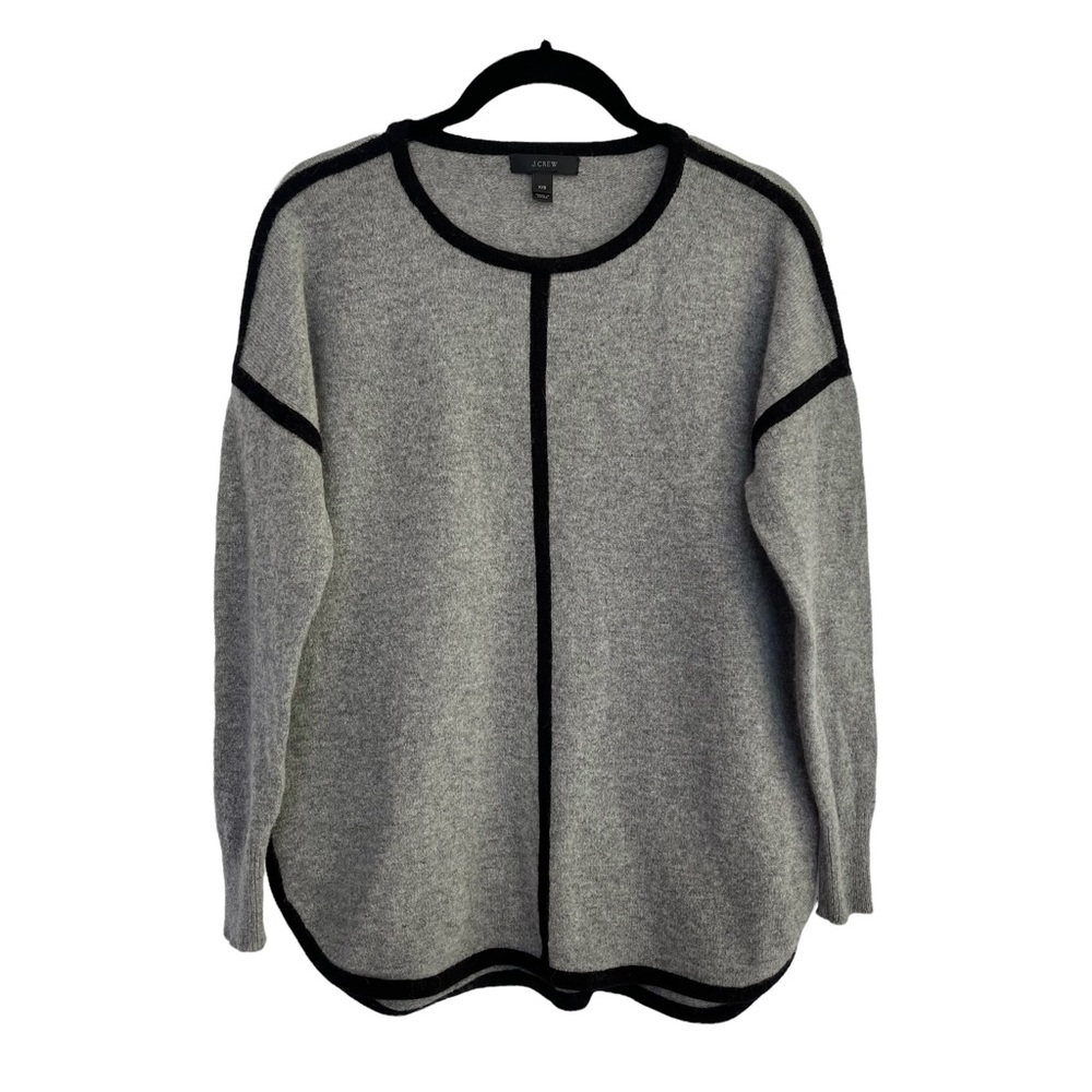 J. Crew 100% Wool Tipped Sweater Tunic Grey Stripe - Picture 4 of 9